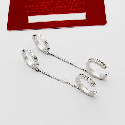 [Stellar Jewelry]LOVE 3.0MM HALF DIAMOND EARRINGS