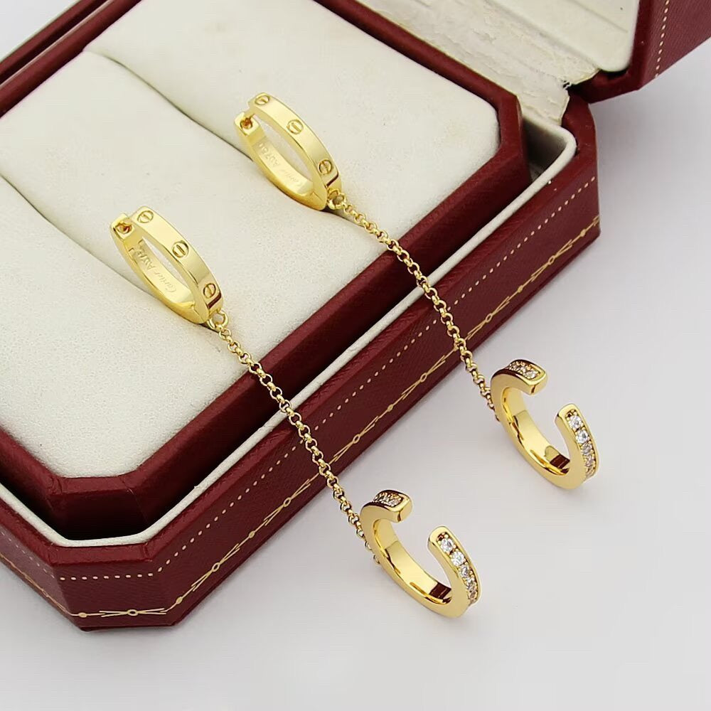 [Stellar Jewelry]LOVE 3.0MM HALF DIAMOND EARRINGS