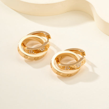 [Stellar Jewelry]LOVE 3.3MM DANGLE HALF DIAMOND EARRINGS