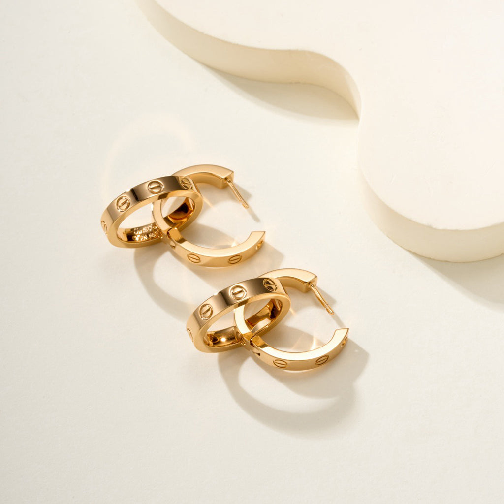 [Stellar Jewelry]LOVE 3.3MM DANGLE HALF DIAMOND EARRINGS