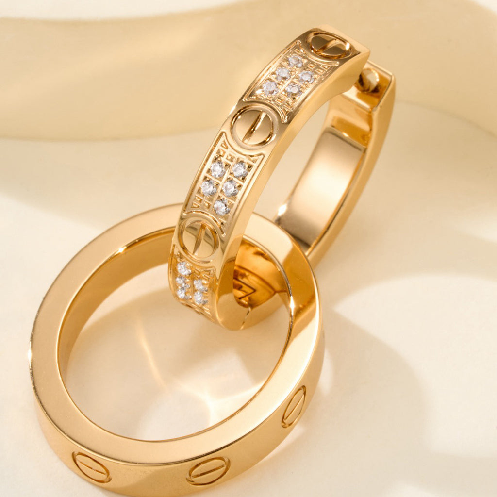 [Stellar Jewelry]LOVE 3.3MM DANGLE HALF DIAMOND EARRINGS