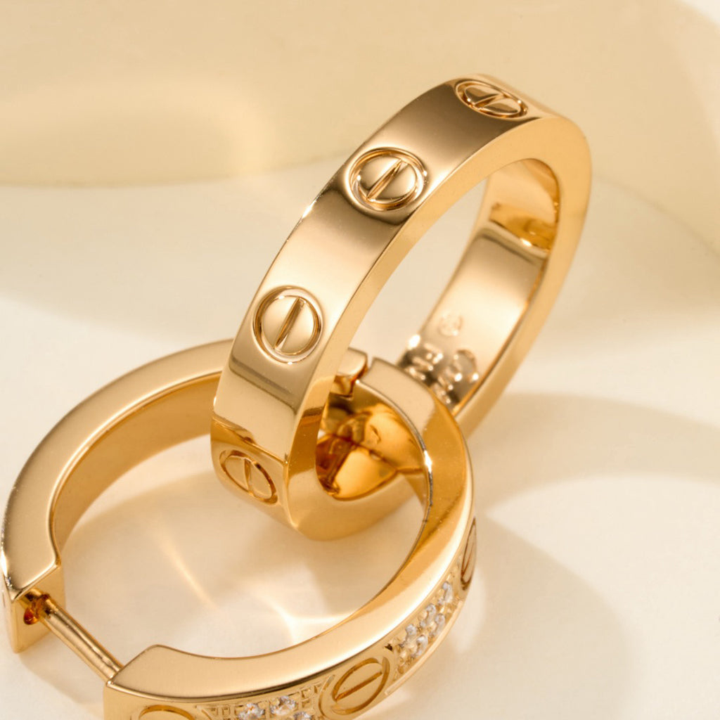 [Stellar Jewelry]LOVE 3.3MM DANGLE HALF DIAMOND EARRINGS