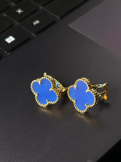 [Stellar Jewelry] CLOVER LARGE (20mm) 1 MOTIFS BLUE MOP STUD EARRINGS