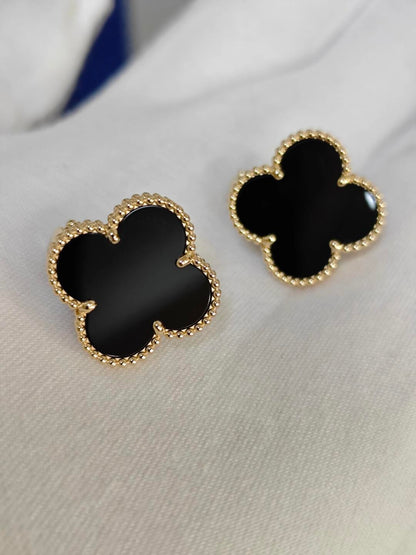 [Stellar Jewelry]CLOVER 20MM BLACK MOP EARRINGS