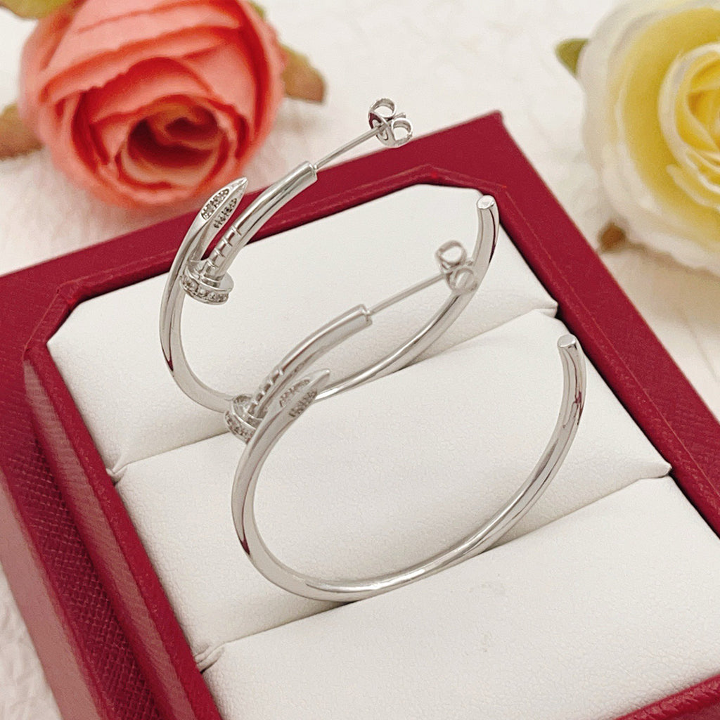 [Stellar Jewelry]JUSTE HALF DIAMOND LARGE EARRINGS