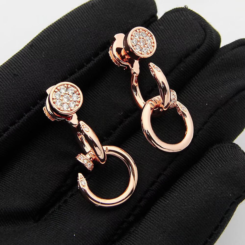 [Stellar Jewelry]JUSTE HALF DIAMOND DOUBLE EARRINGS