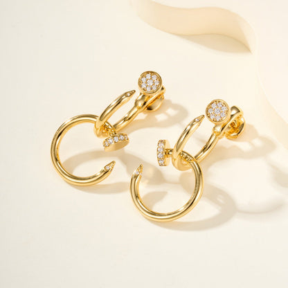 [Stellar Jewelry]JUSTE HALF DIAMOND DOUBLE EARRINGS