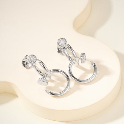 [Stellar Jewelry]JUSTE HALF DIAMOND DOUBLE EARRINGS