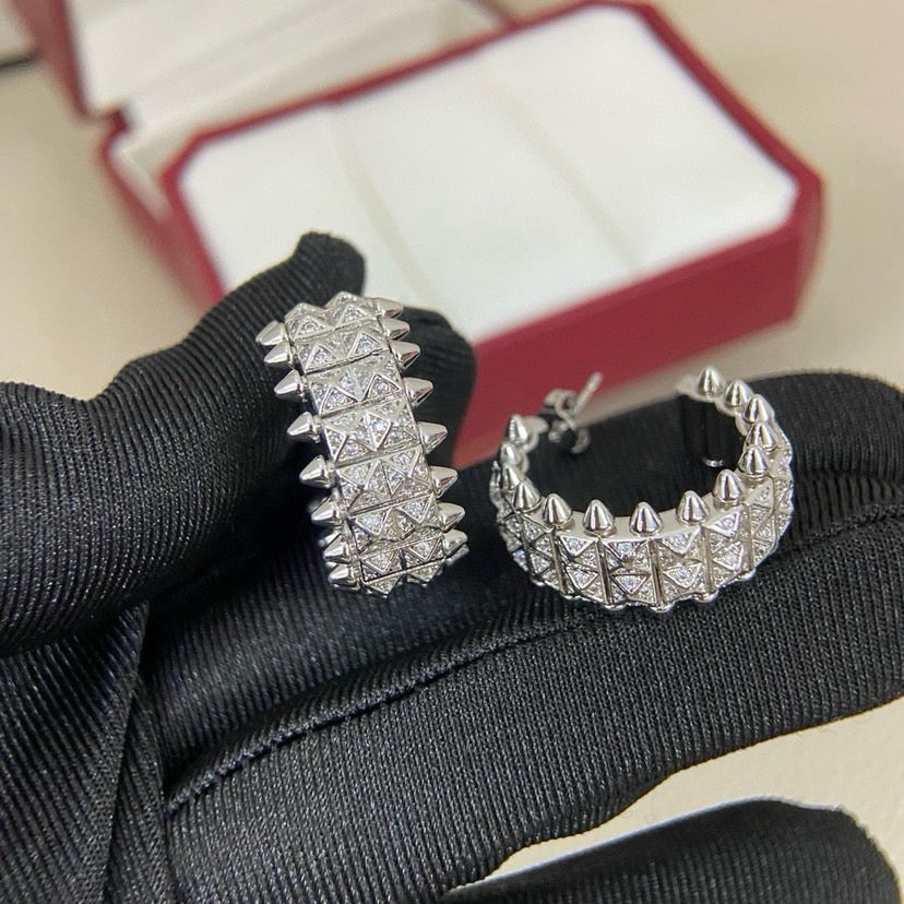 [Stellar Jewelry]CLASH 9.2MM FULL DIAMOND DOUBLE ROW EARRINGS