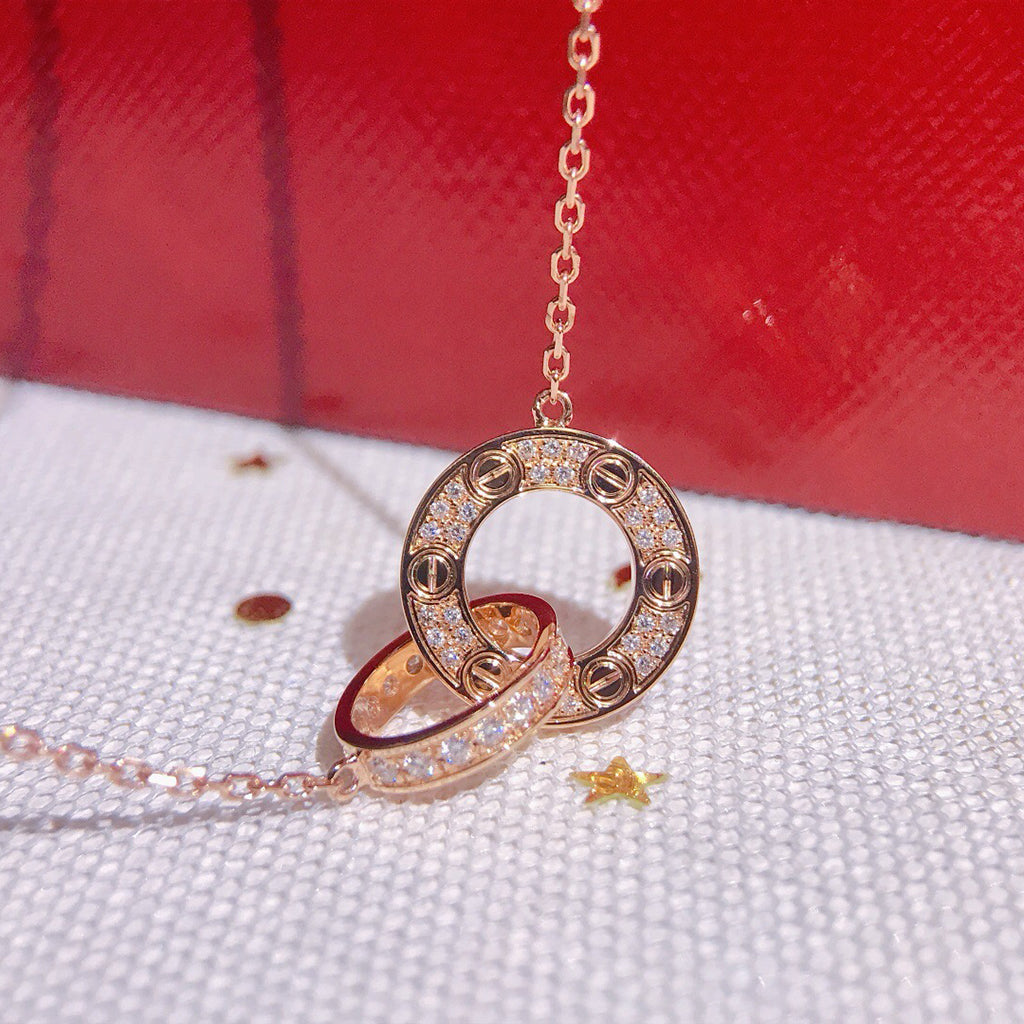 [Stellar Jewelry]LOVE  FULL DIAMOND PENDANT NECKLACE