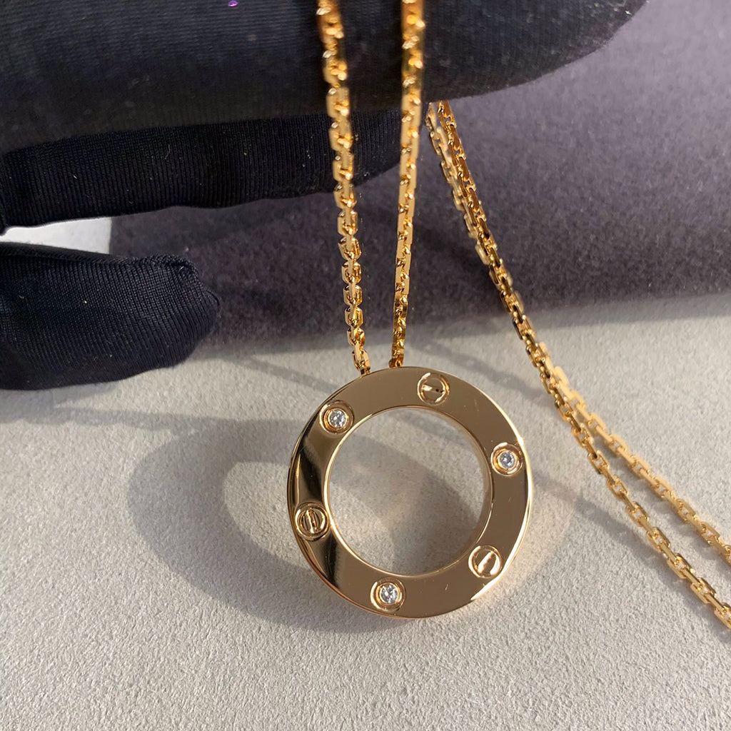 [Stellar Jewelry]LOVE NECKLACE 16MM 3 DIAMONDS
