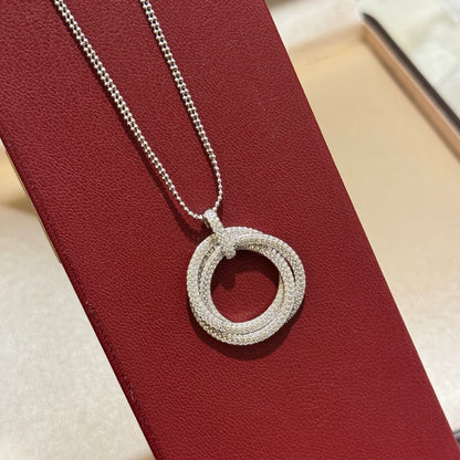 [Stellar Jewelry]TRINITY LARGE FULL DIAMOND  NECKLACE