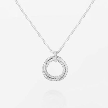 [Stellar Jewelry]TRINITY LARGE FULL DIAMOND  NECKLACE