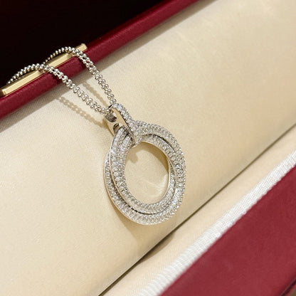 [Stellar Jewelry]TRINITY LARGE FULL DIAMOND  NECKLACE