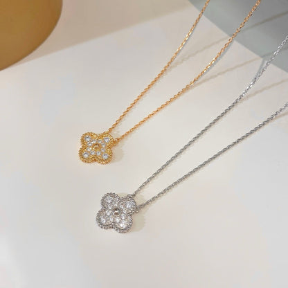 [Stellar Jewelry]CLOVER 15MM DIAMOND SINGLE FLOWER NECKLACE