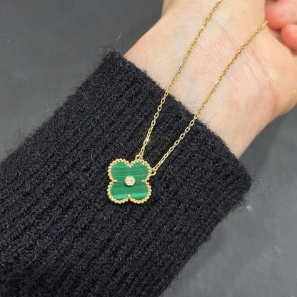 [Stellar Jewelry]CLOVER 15MM DIAMOND TURQUOISE NECKLACE