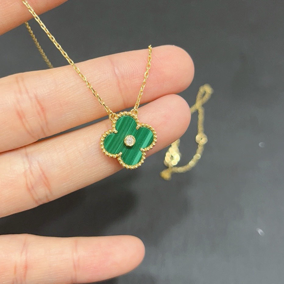 [Stellar Jewelry]CLOVER 15MM DIAMOND TURQUOISE NECKLACE