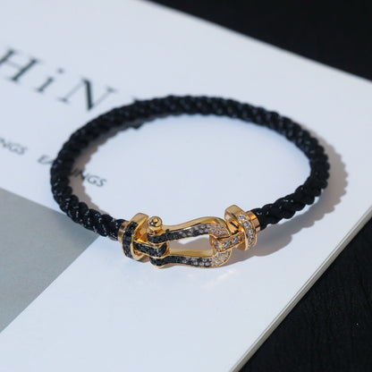 [Stellar Jewelry]FORCE LARGE HORSESHOE BLACK WHITE DIAMOND BRACELET ROSE GOLD