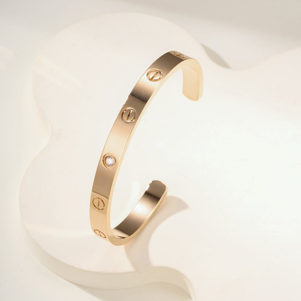 [Stellar Jewelry]LOVE BRACELET 6.1MM 1 DIAMOND OPEN CUFF
