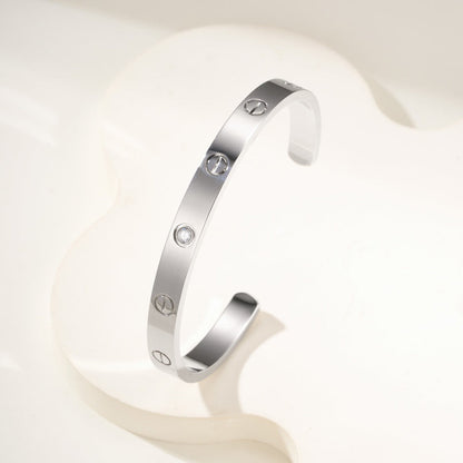 [Stellar Jewelry]LOVE BRACELET 6.1MM 1 DIAMOND OPEN CUFF