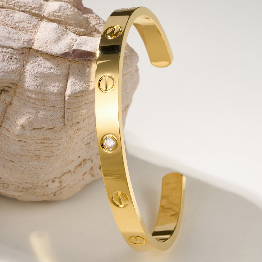 [Stellar Jewelry]LOVE BRACELET 6.1MM 1 DIAMOND OPEN CUFF