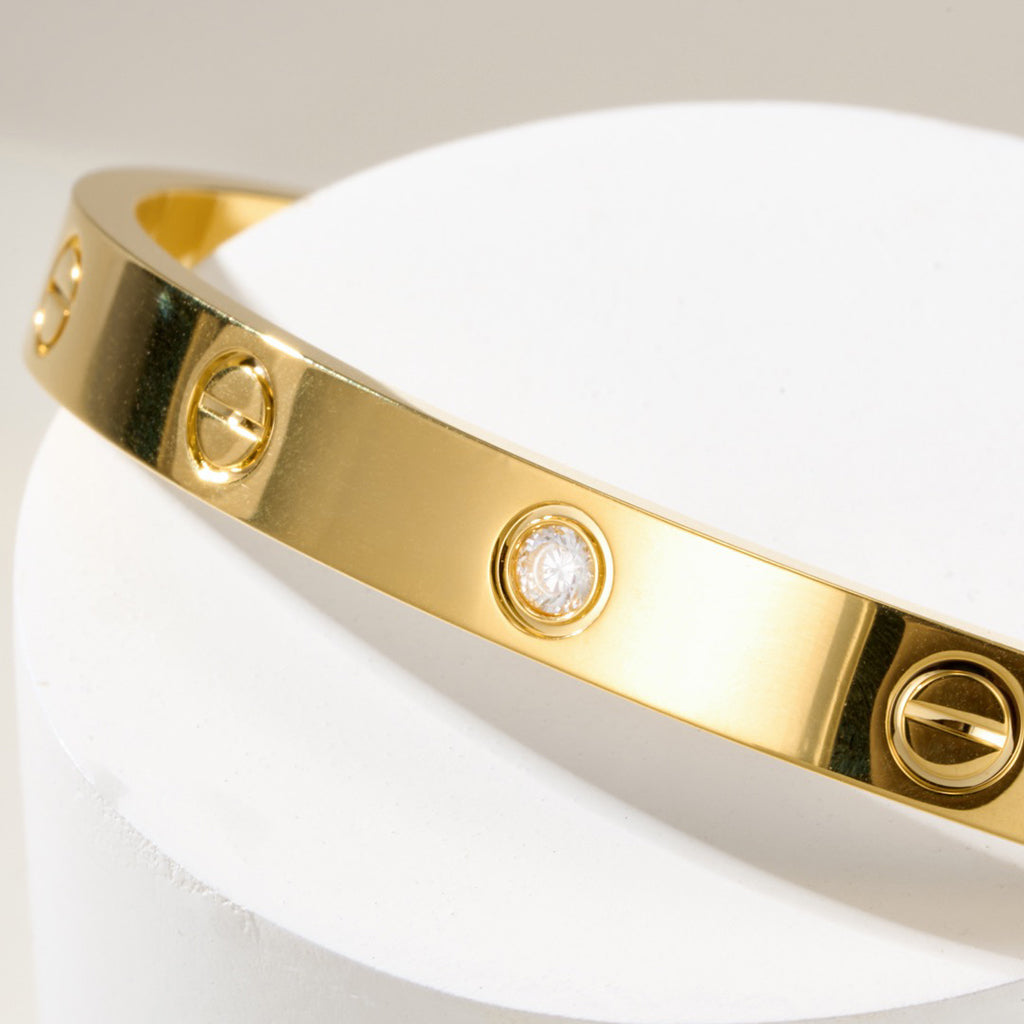 [Stellar Jewelry]LOVE BRACELET 6.1MM 1 DIAMOND OPEN CUFF