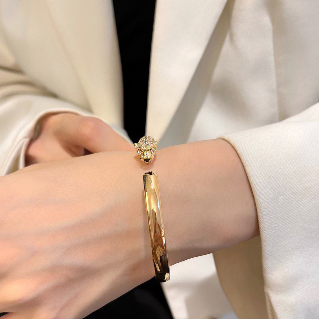 [Stellar Jewelry]PANTHERE HALF DIAMOND OPEN BRACELET