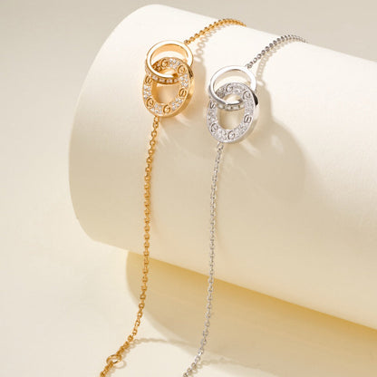 [Stellar Jewelry]LOVE DOUBLE RING FULL DIAMOND BRACELET