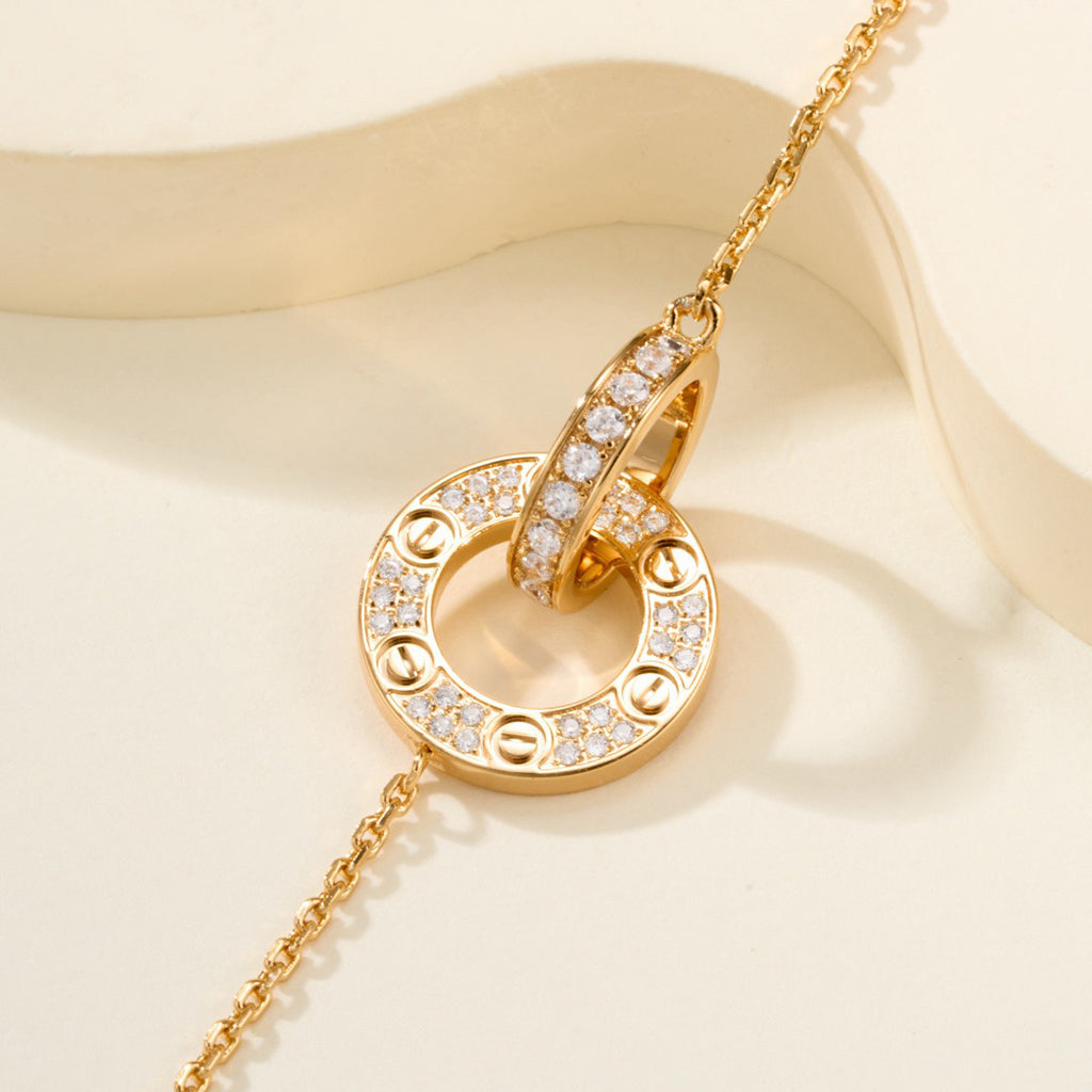 [Stellar Jewelry]LOVE DOUBLE RING FULL DIAMOND BRACELET