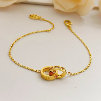 [Stellar Jewelry]LOVE DOUBLE RING HALF DIAMOND BRACELET