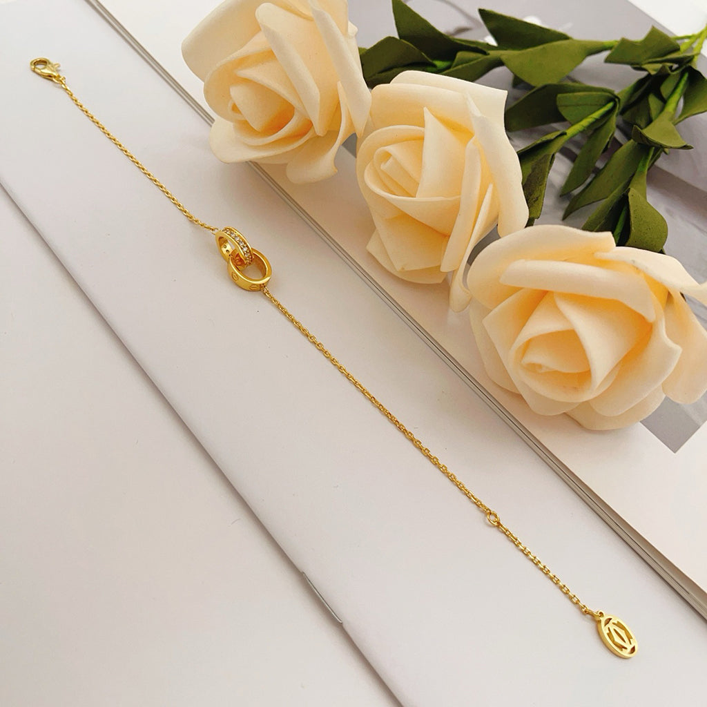 [Stellar Jewelry]LOVE DOUBLE RING HALF DIAMOND BRACELET