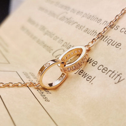 [Stellar Jewelry]LOVE DOUBLE RING HALF DIAMOND BRACELET