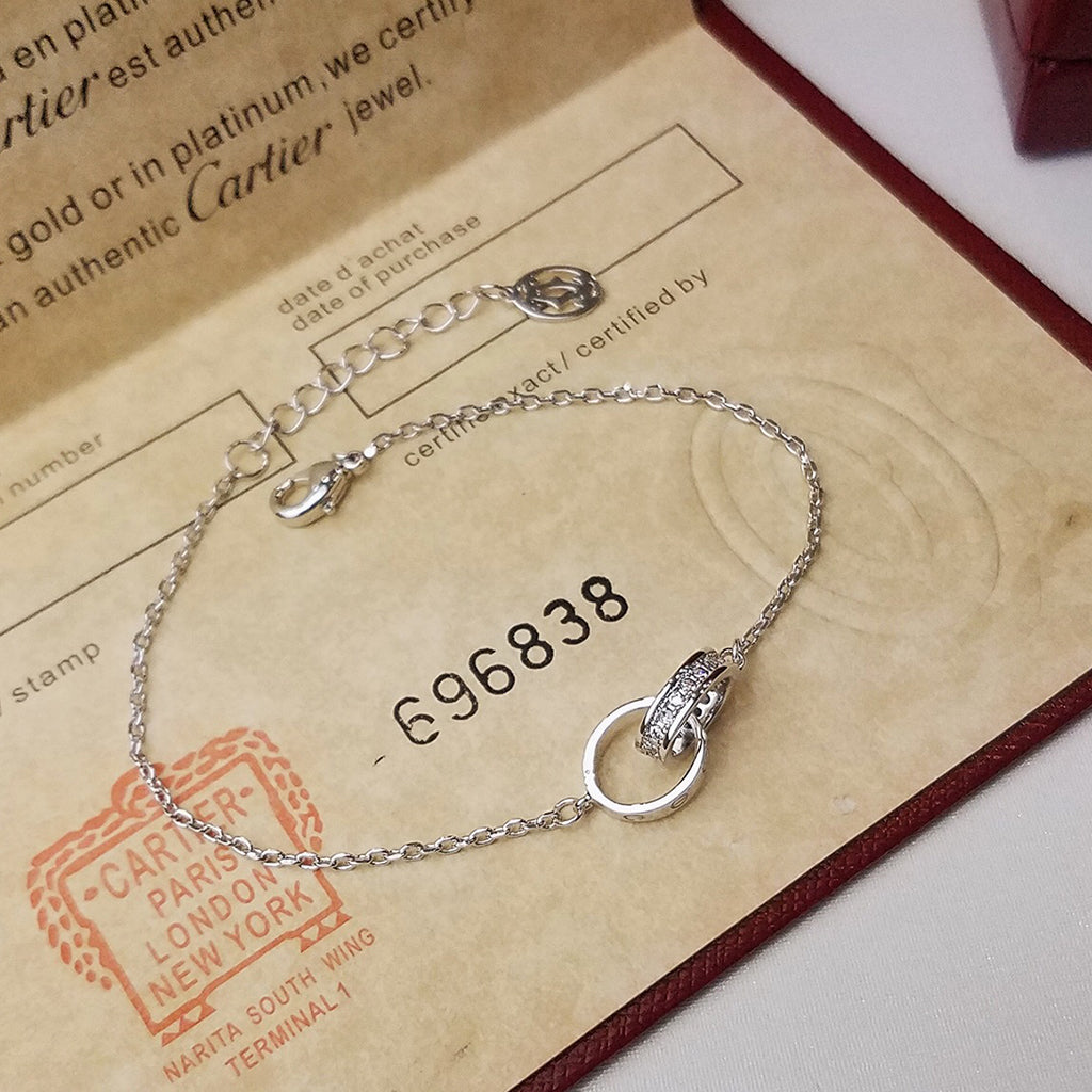 [Stellar Jewelry]LOVE DOUBLE RING HALF DIAMOND BRACELET