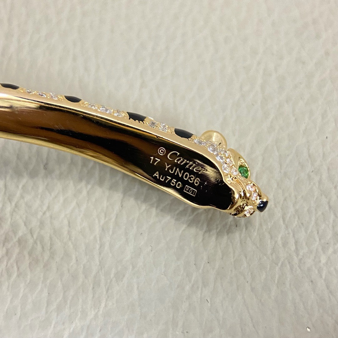 [Stellar Jewelry]PANTHERE DOUBLE HEADED HALF DIAMOND OPEN BRACELET