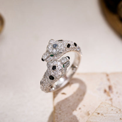 [Stellar Jewelry]PANTHERE DOUBLE HEADED FULL DIAMOND  RING