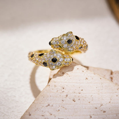 [Stellar Jewelry]PANTHERE DOUBLE HEADED FULL DIAMOND  RING