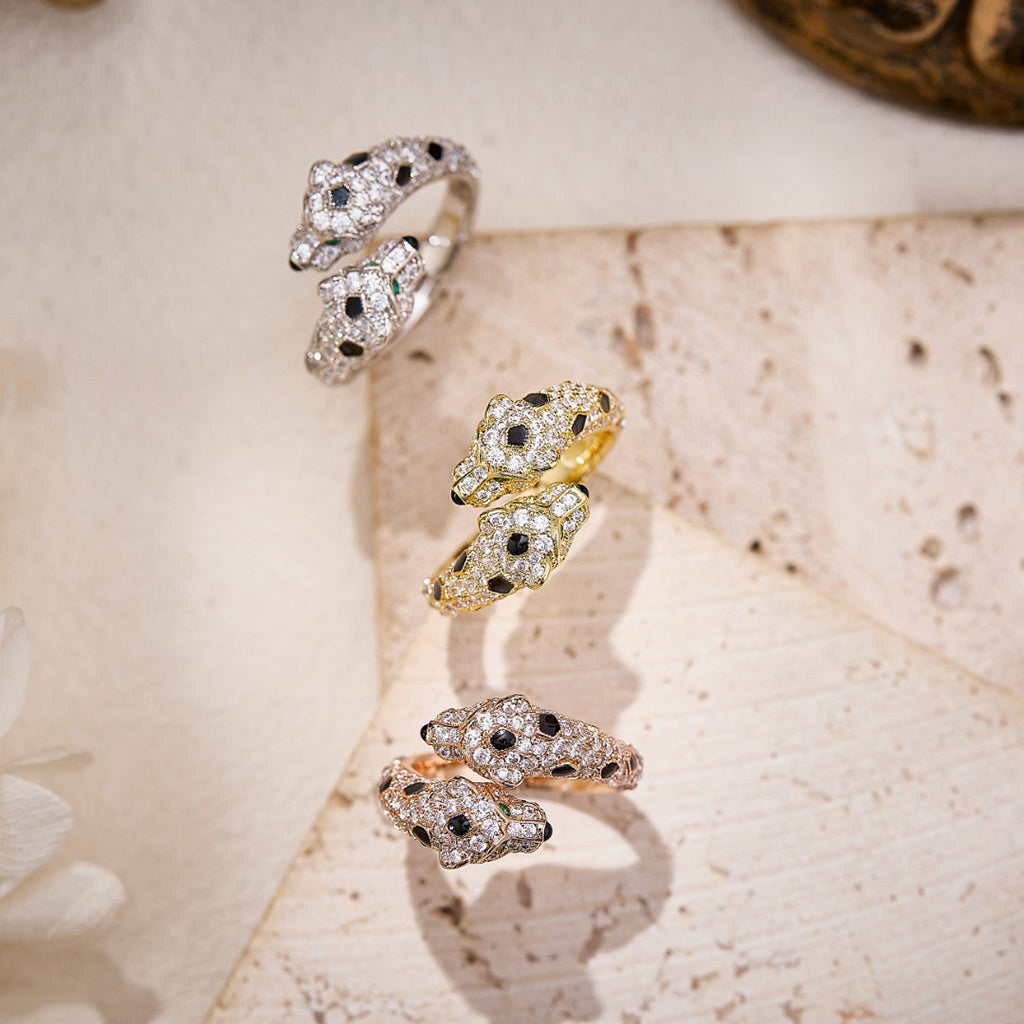 [Stellar Jewelry]PANTHERE DOUBLE HEADED FULL DIAMOND  RING