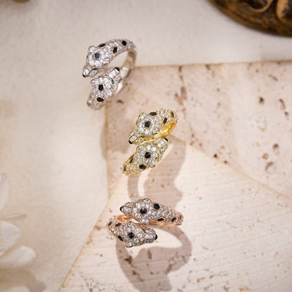 [Stellar Jewelry]PANTHERE DOUBLE HEADED FULL DIAMOND  RING