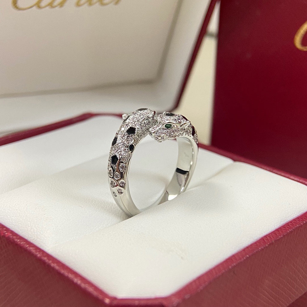 [Stellar Jewelry]PANTHERE DOUBLE HEADED FULL DIAMOND  RING