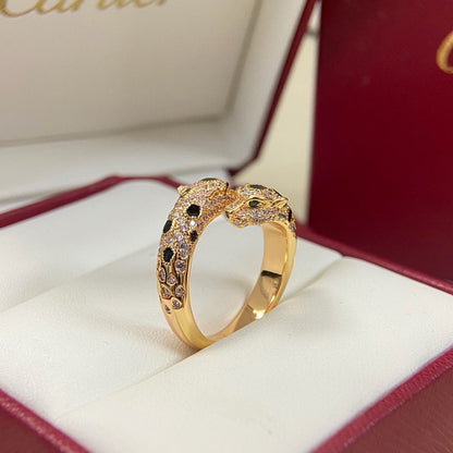 [Stellar Jewelry]PANTHERE DOUBLE HEADED FULL DIAMOND  RING