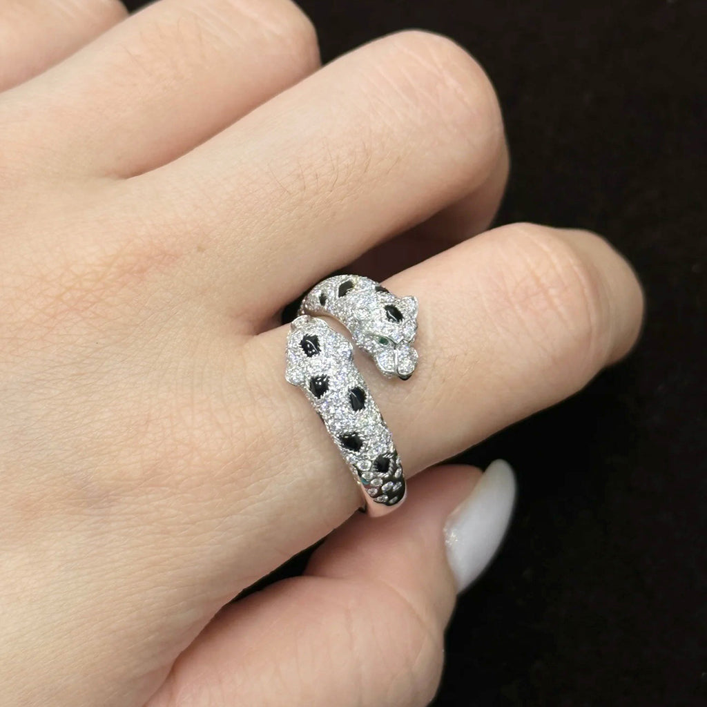 [Stellar Jewelry]PANTHERE DOUBLE HEADED FULL DIAMOND  RING