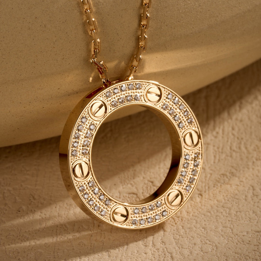 [Stellar Jewelry]LOVE NECKLACE 16MM  FULL DIAMOND
