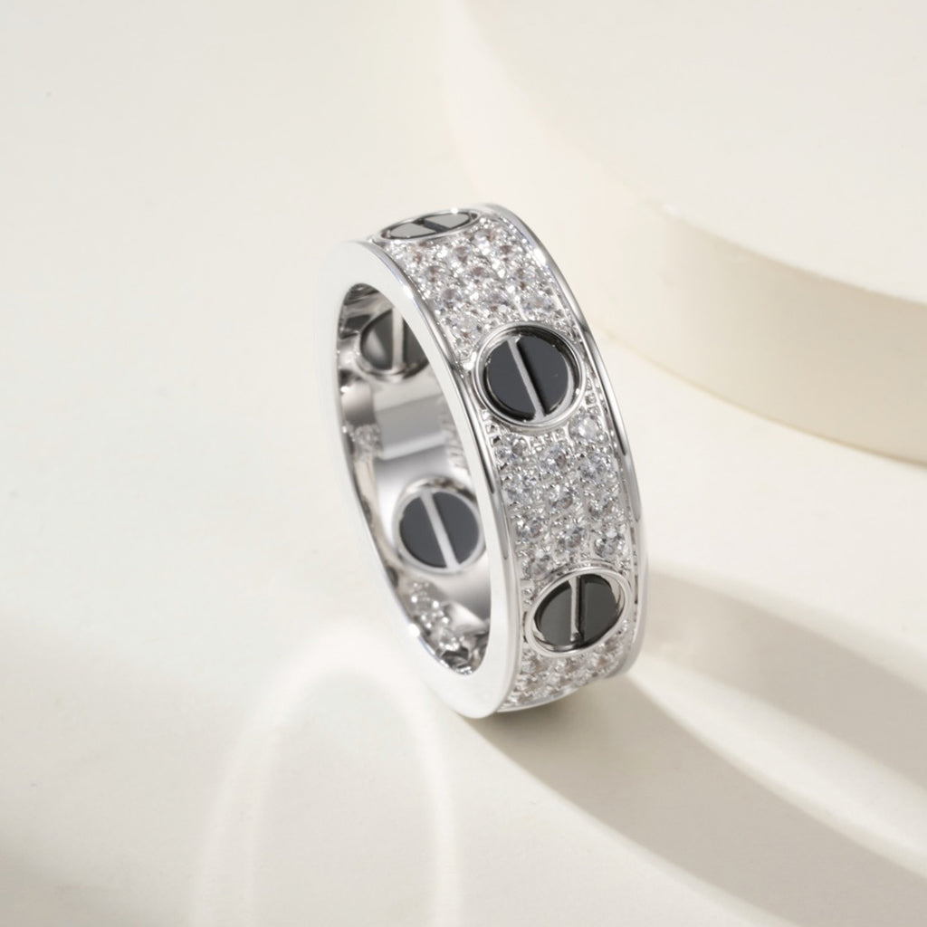 [Stellar Jewelry]LOVE RING 5.5MM DIAMONDS PAVED CERAMIC
