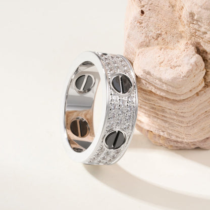 [Stellar Jewelry]LOVE RING 5.5MM DIAMONDS PAVED CERAMIC