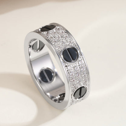 [Stellar Jewelry]LOVE RING 5.5MM DIAMONDS PAVED CERAMIC