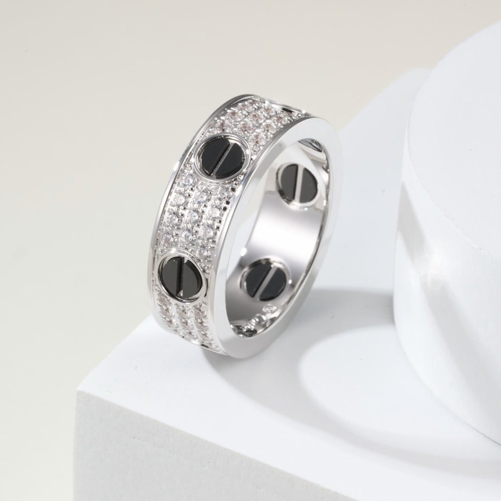 [Stellar Jewelry]LOVE RING 5.5MM DIAMONDS PAVED CERAMIC