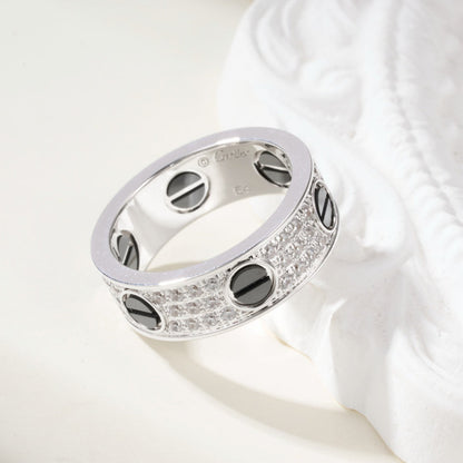 [Stellar Jewelry]LOVE RING 5.5MM DIAMONDS PAVED CERAMIC