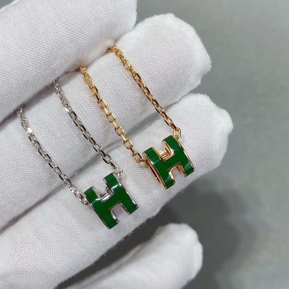 [Stellar Jewelry]POP H GREEN NECKLACE SILVER AND GOLD