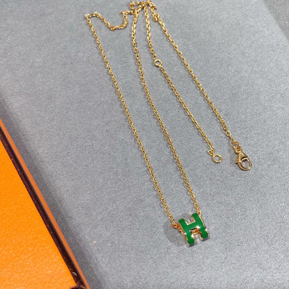 [Stellar Jewelry]POP H GREEN NECKLACE SILVER AND GOLD