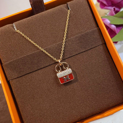 [Stellar Jewelry]CONSTANCE RED PEDANT PINK GOLD NECKLACE